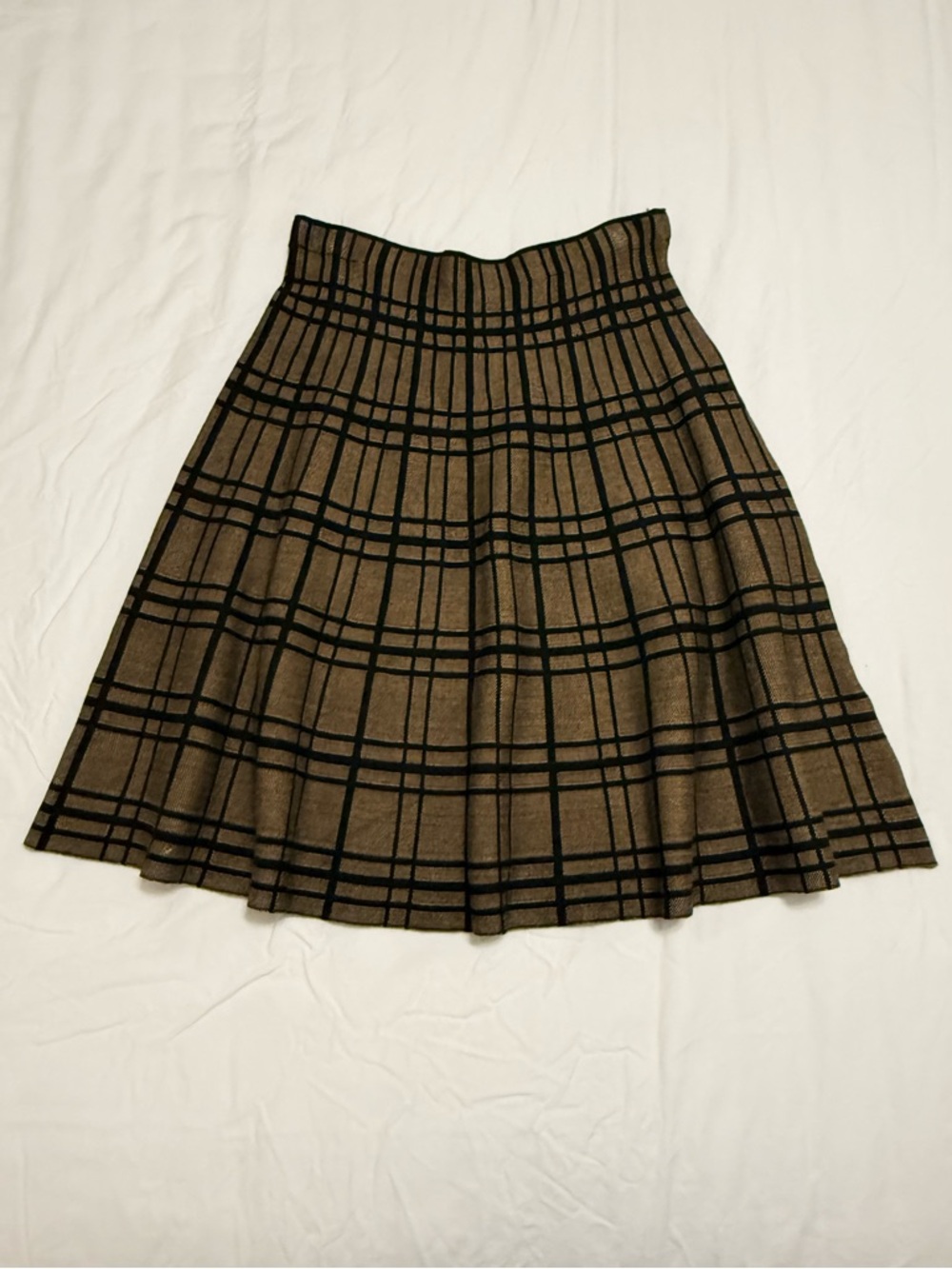 Plaid Circle Skirt in Brown and Black